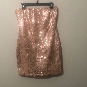 Rose Gold Sequin Strapless Dress